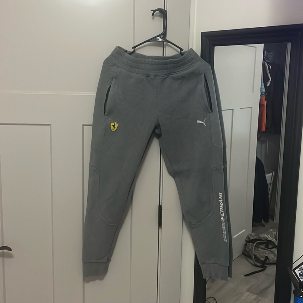 Grey ferrari puma sweatpants